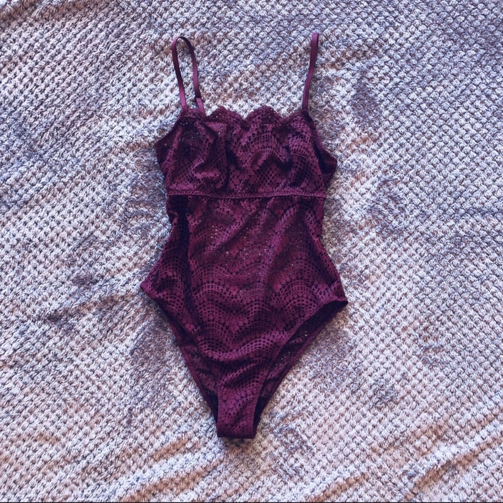 Victoria’s Secret purple Xs  lace bodysuit
